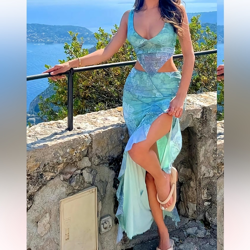 Blue and Green Wrap Skirt